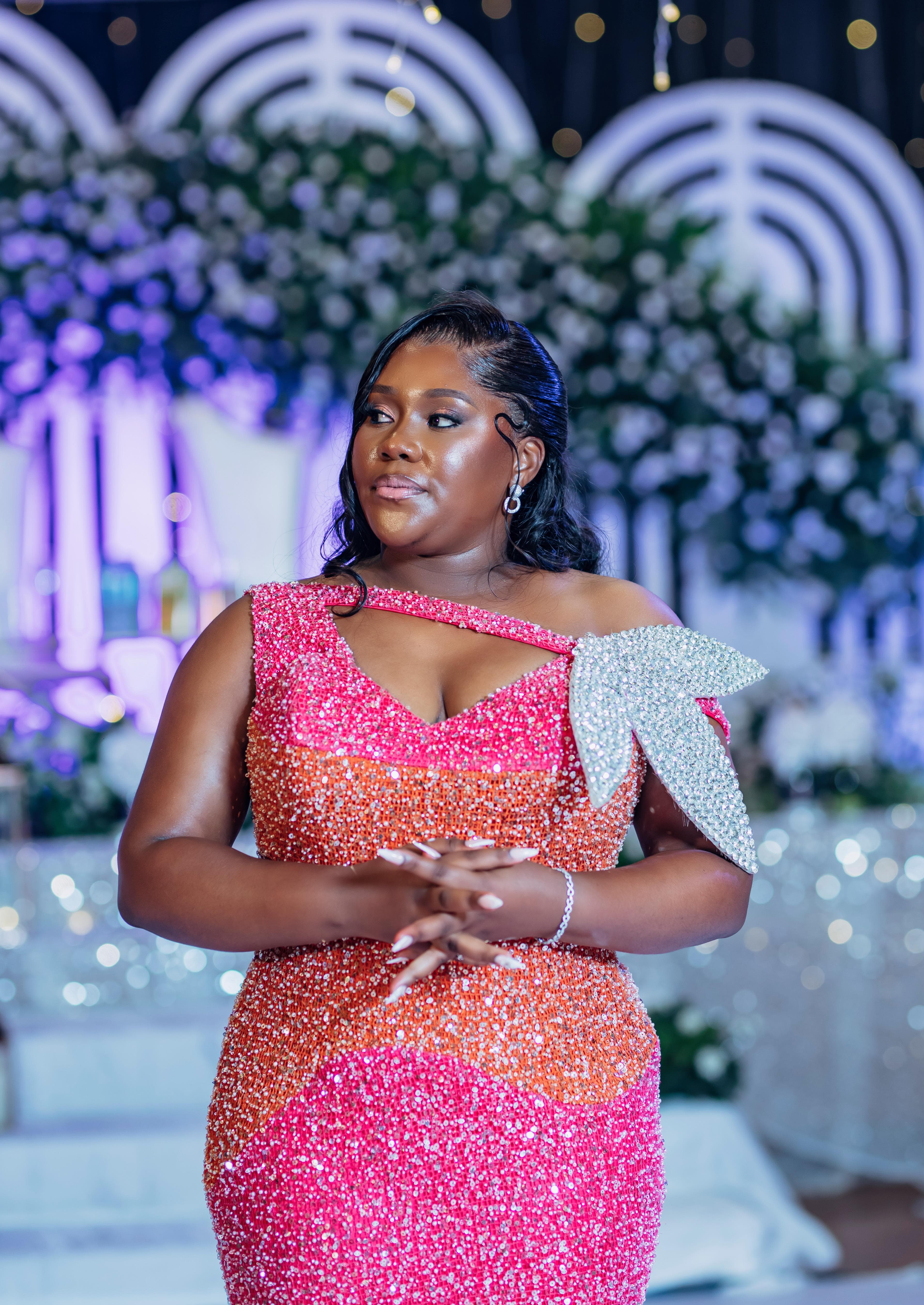 Pink Sequin Bow Gown, photo 1 of 4