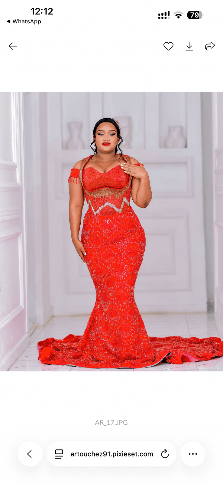 Elegant Red Beaded Mermaid Gown, photo 1 of 6