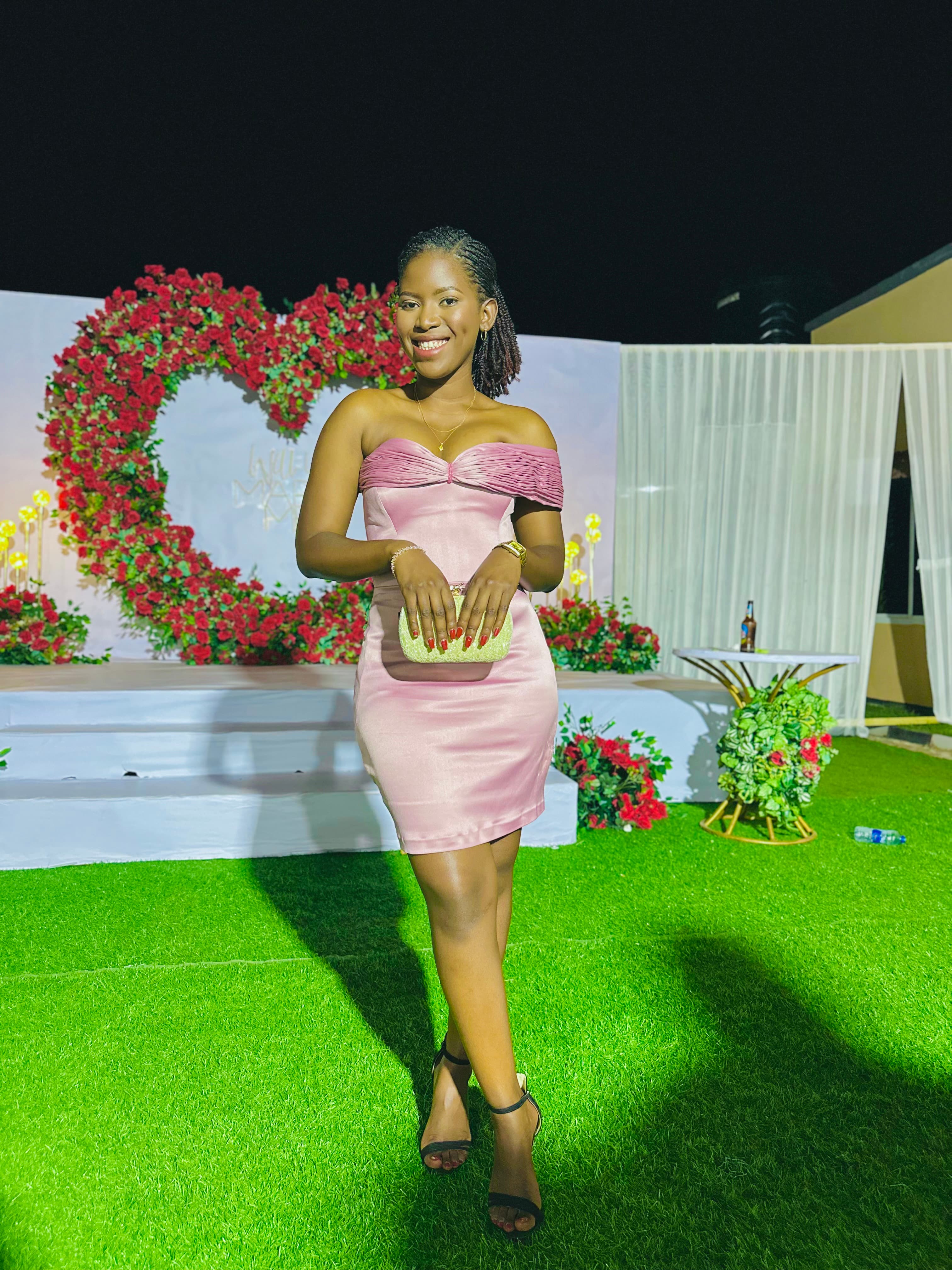 Ruched Pink Satin Dress, photo 1 of 3