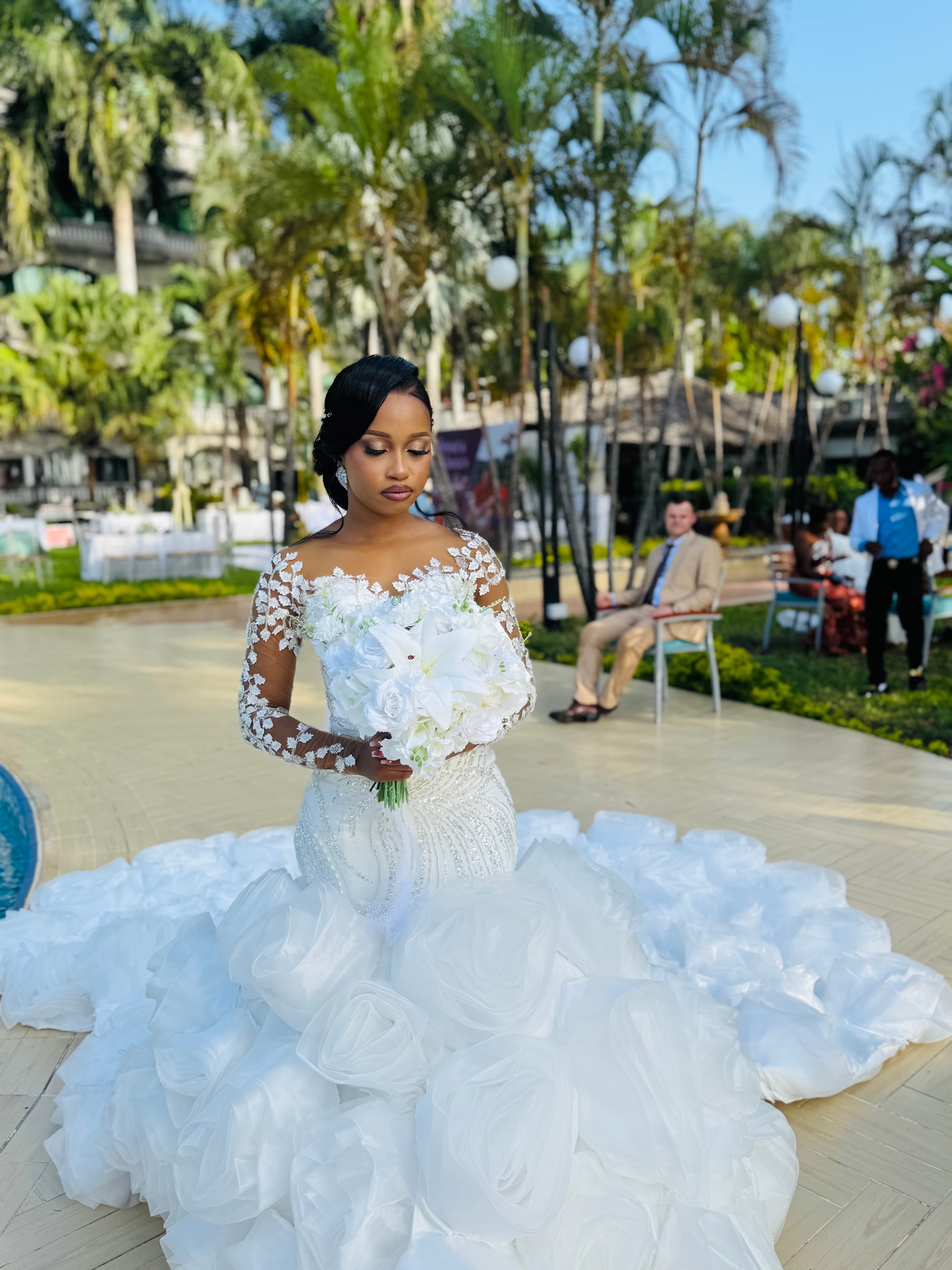 Ivory Ruffle Cascade Gown, photo 1 of 4