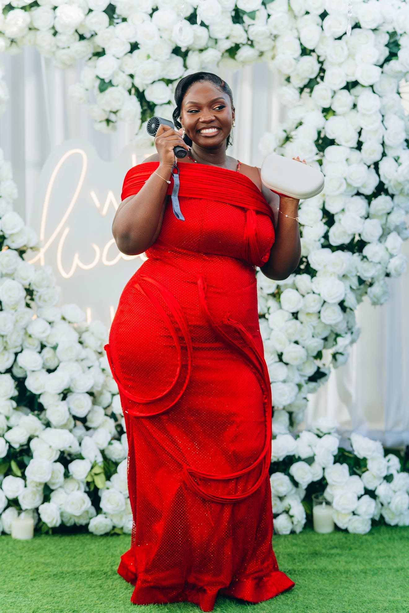 Red Mesh Draped Dress, photo 1 of 4