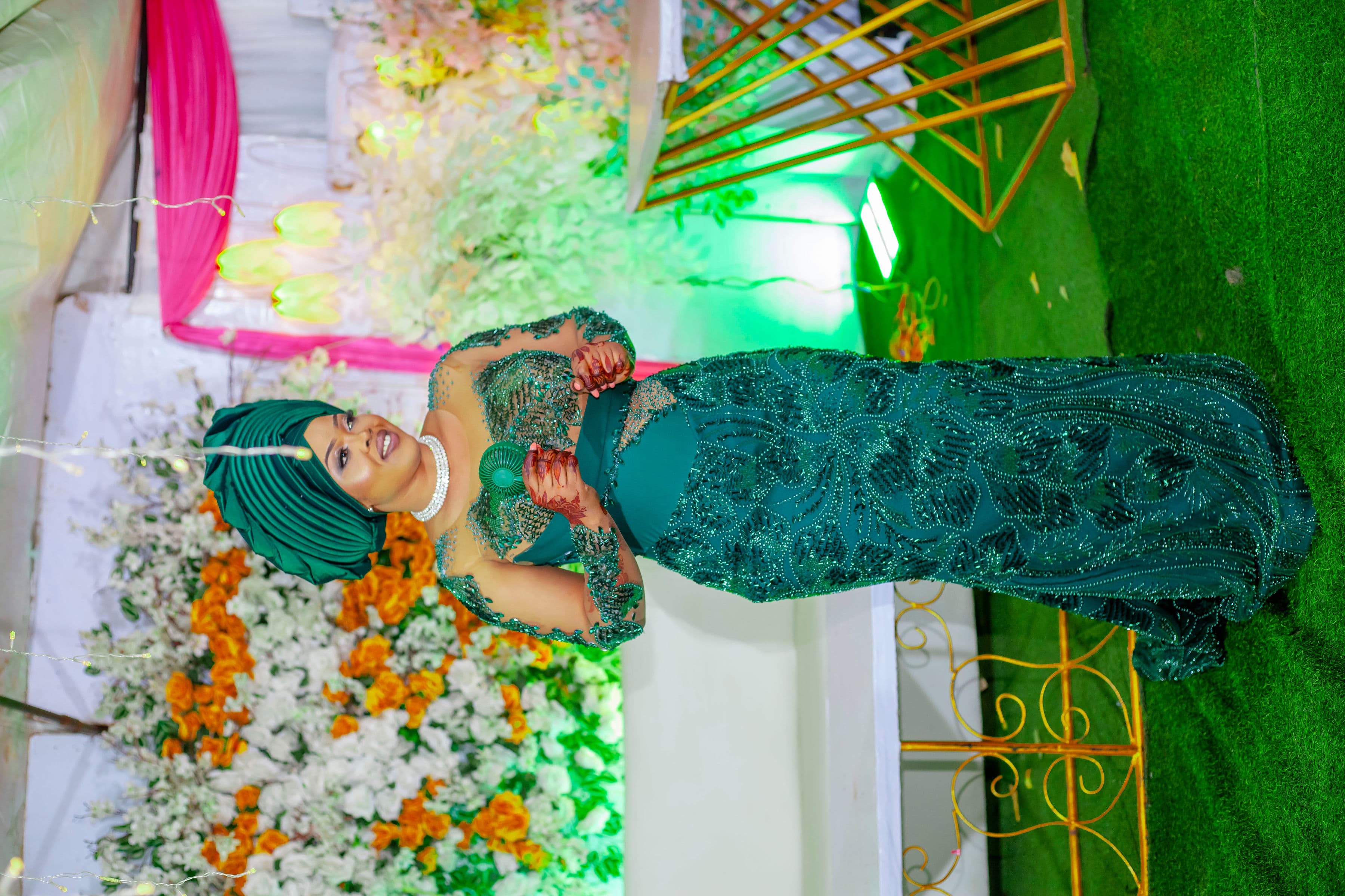 Teal Beaded Lace Dress