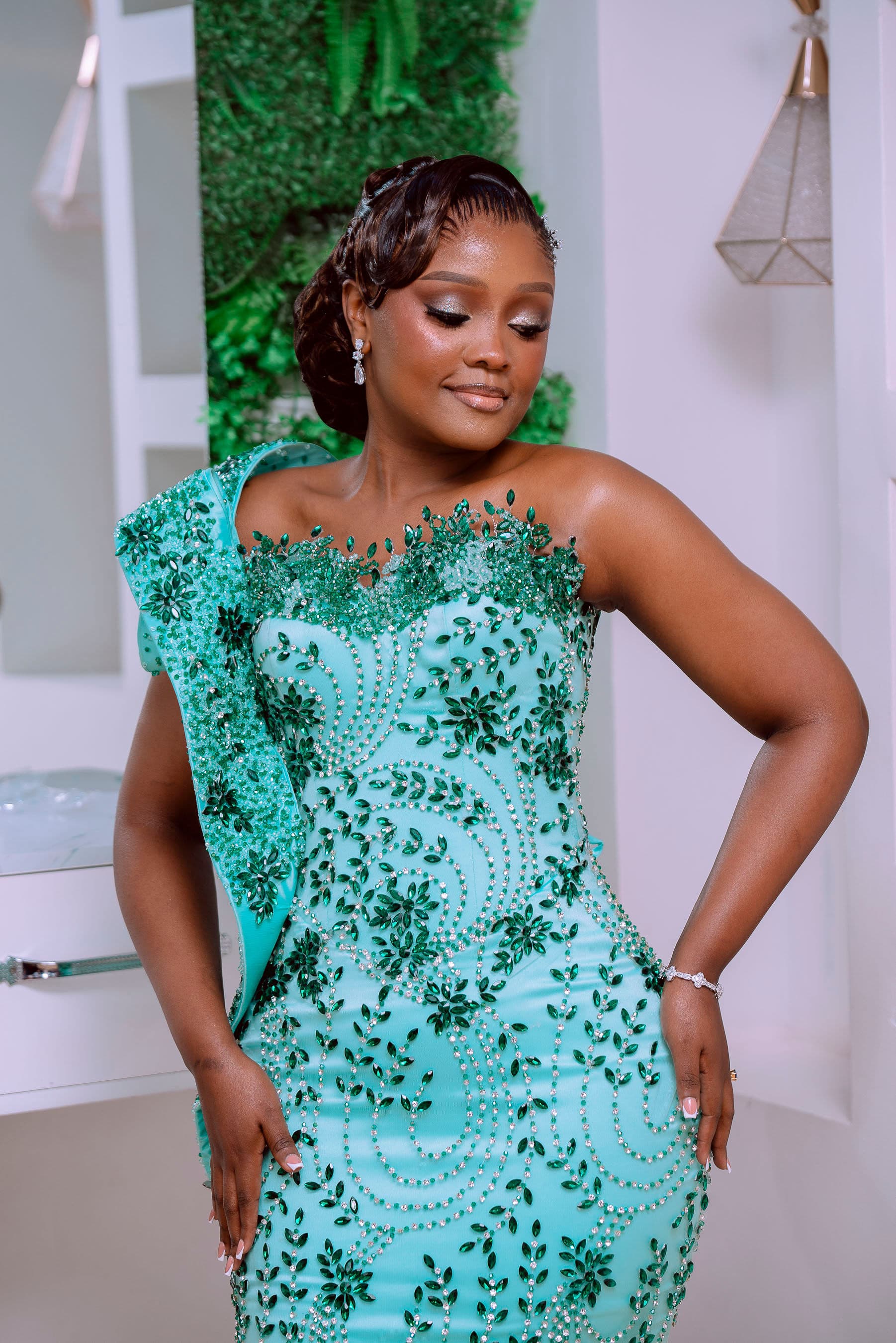 Emerald Floral Beaded Dress, photo 1 of 5