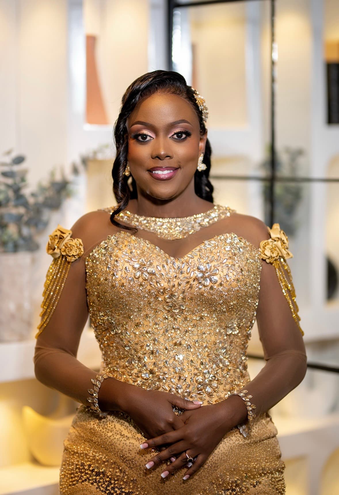 Crystal Embellished Gold Dress