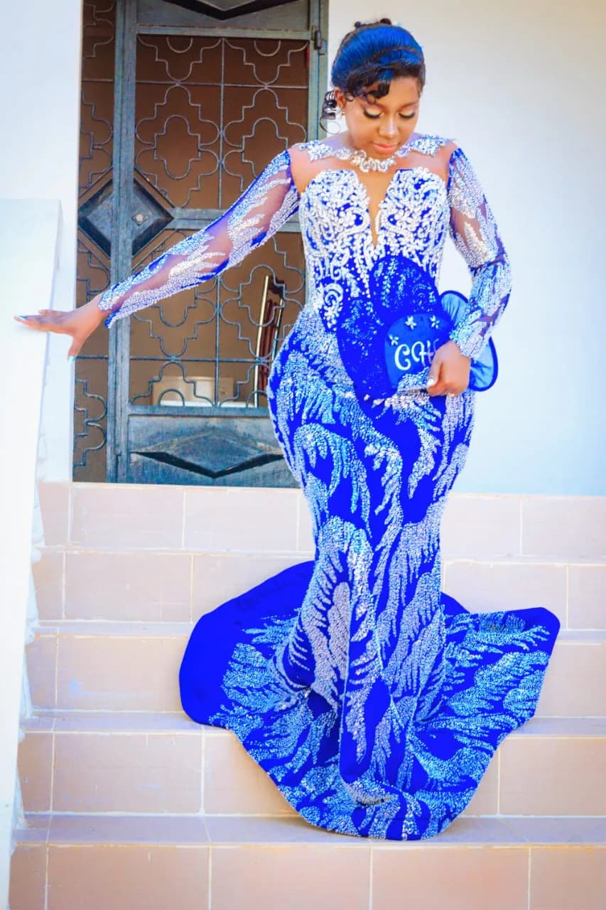 Blue Leaf Sequin Dress