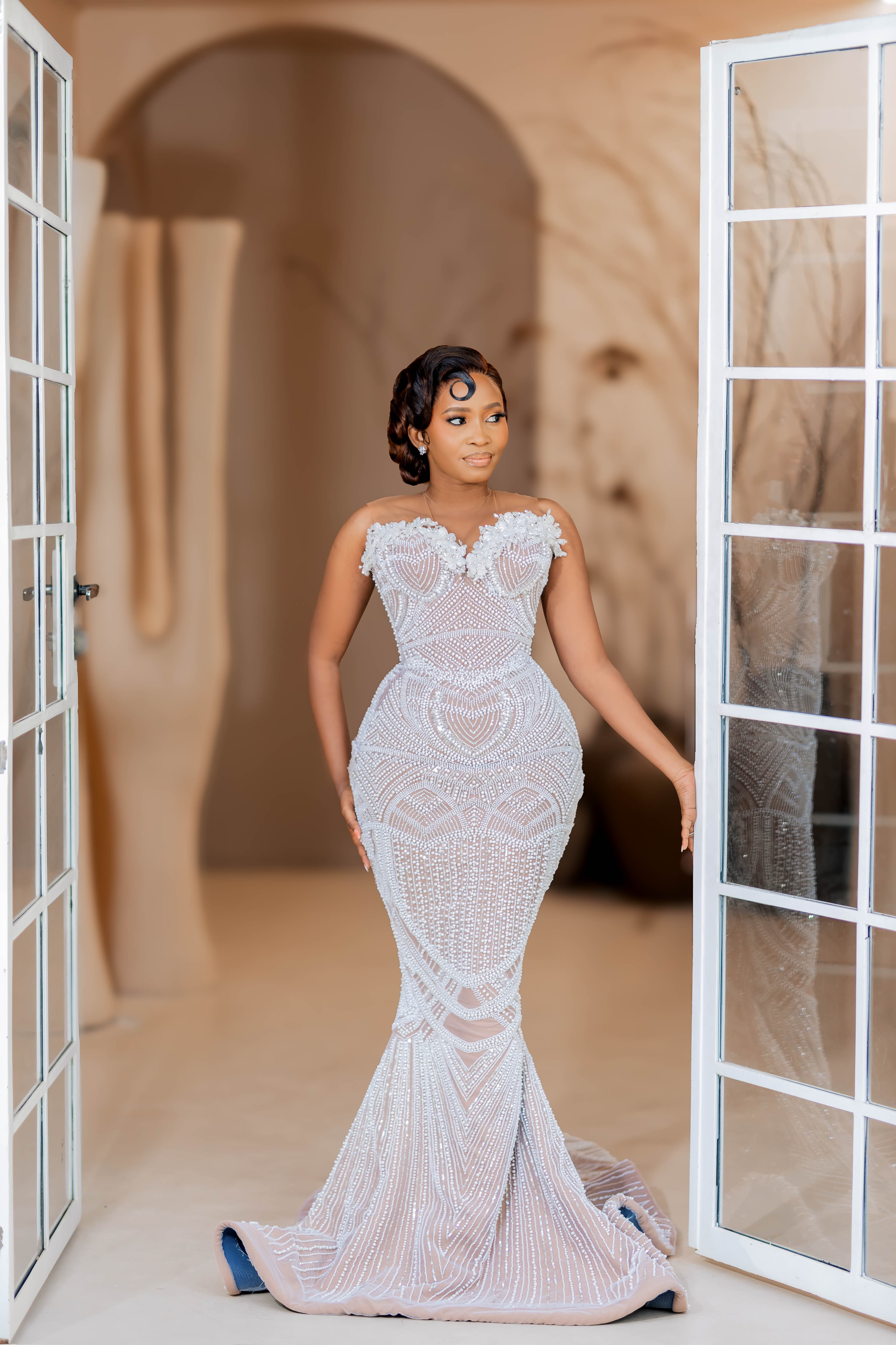 Pearl Beaded Off Shoulder
