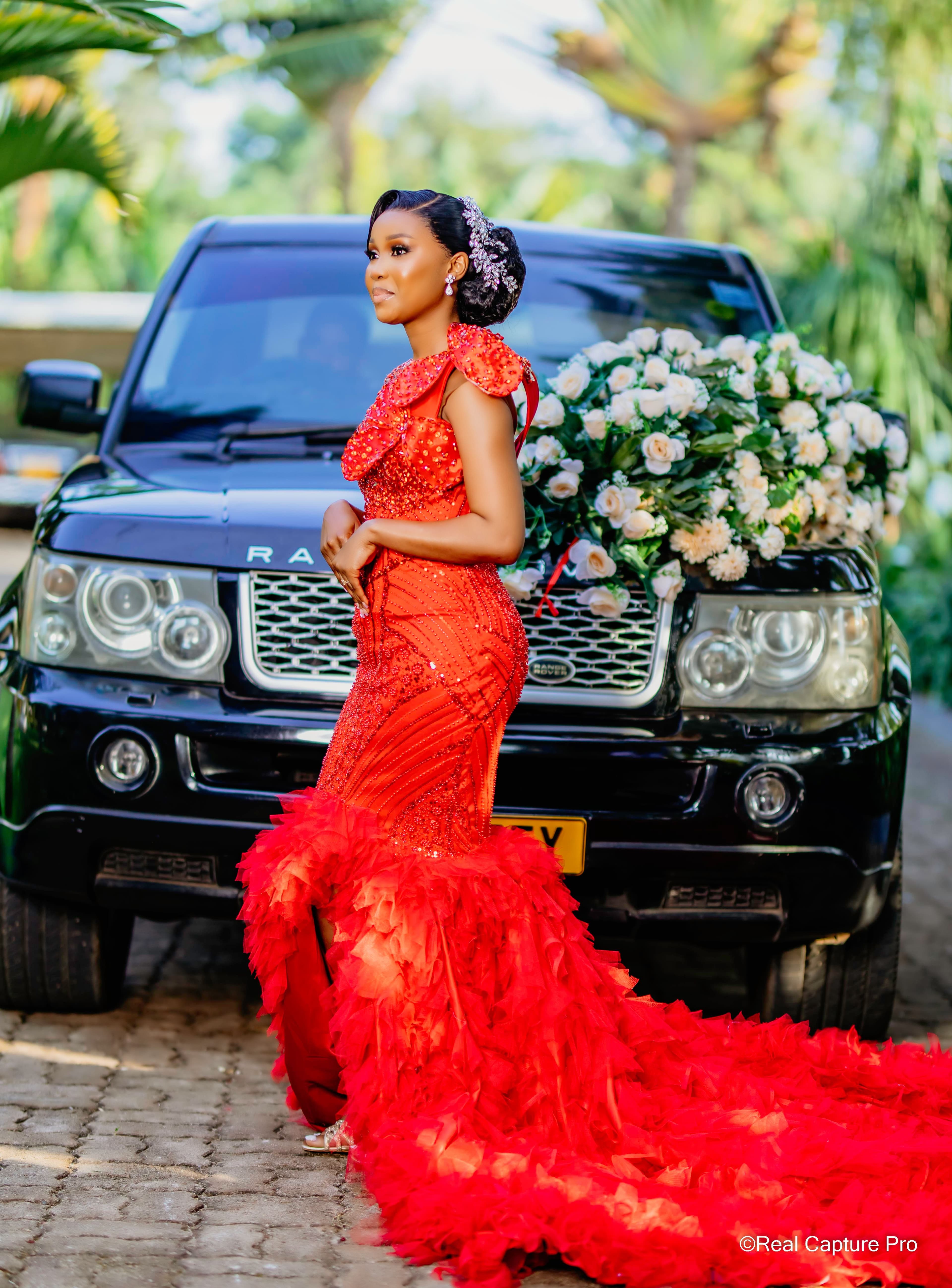 Beaded Ruffled Red Dress, photo 1 of 3