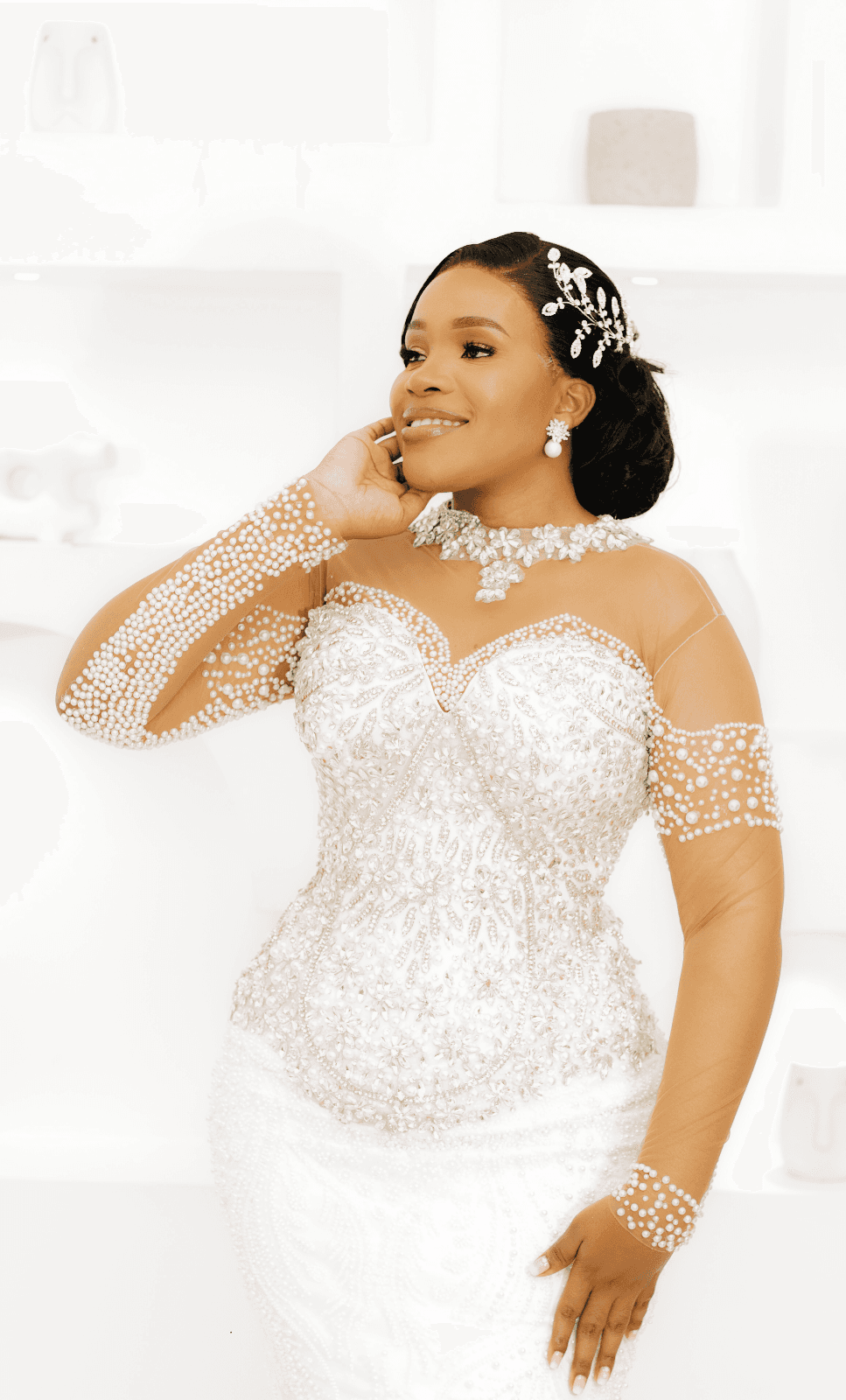 Pearl Beaded Illusion Gown, photo 1 of 4