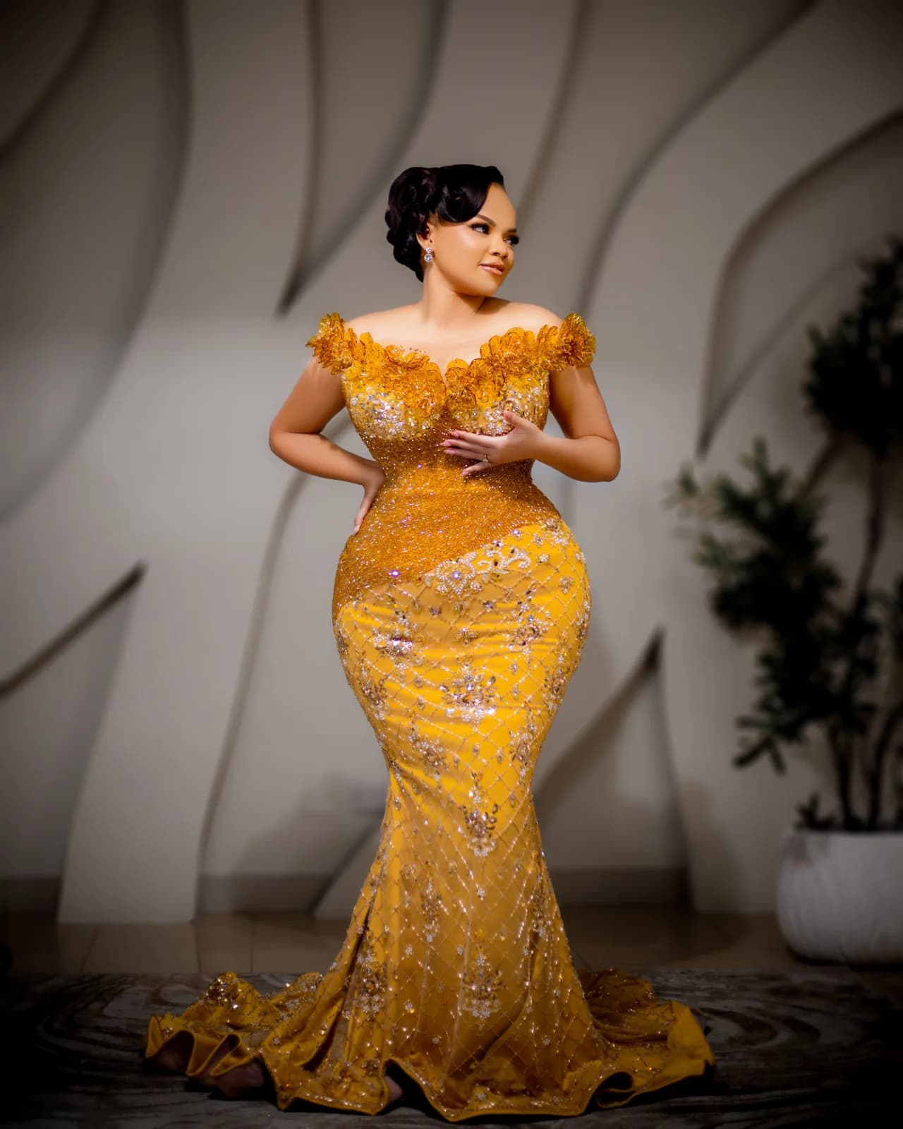 Gold Floral Off Shoulder, photo 1 of 4