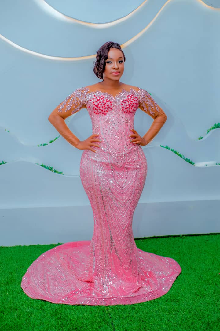 Pink Beaded Off Shoulder Dress, photo 1 of 5